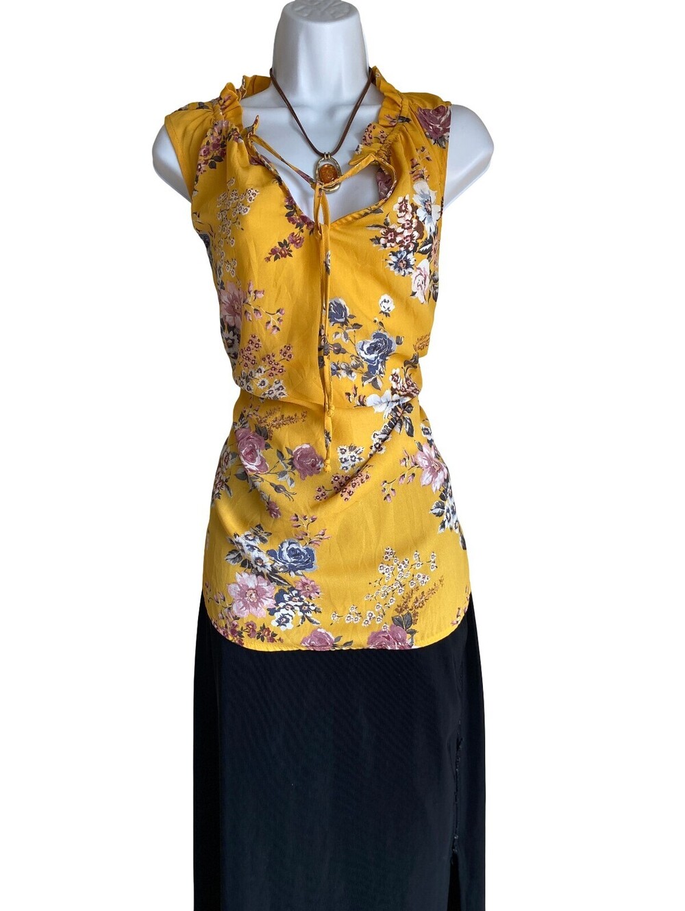 Torrid Women's Plus 2X Yellow Boho Floral Button Up Tunic Blouse Cottagecore